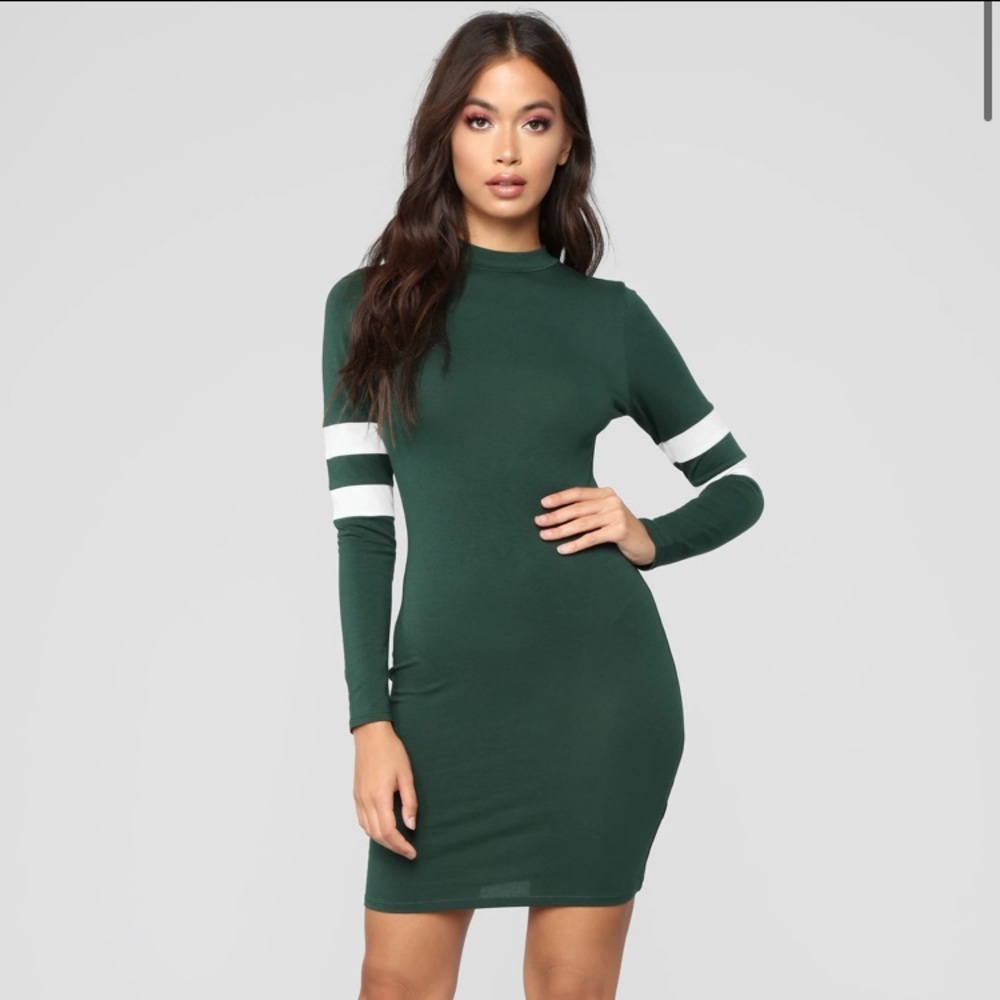 Fashion Nova Varsity Blues Dress S - Hunter Green